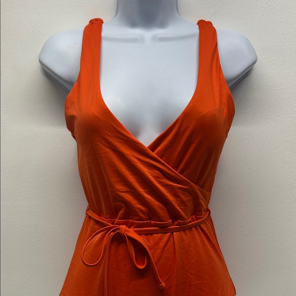 Andie Swim The Belmar One Piece Swimsuit Belted Tie Sire Orange New NWT Medium - Picture 3 of 12